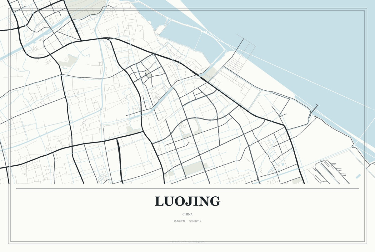 Luojing, China City Map Aluminum Sign in Gallery Air style