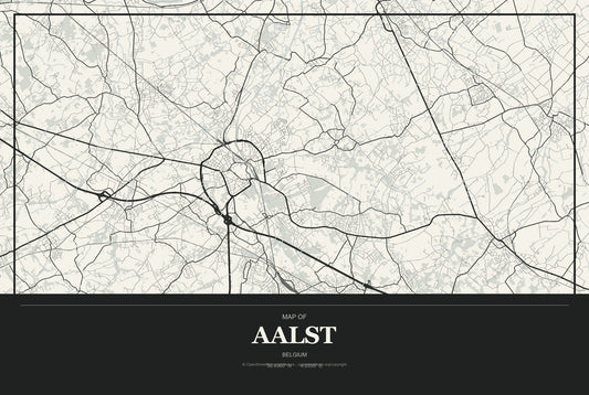 Aalst, Belgium City Map Aluminum Sign in Museum Plaque style