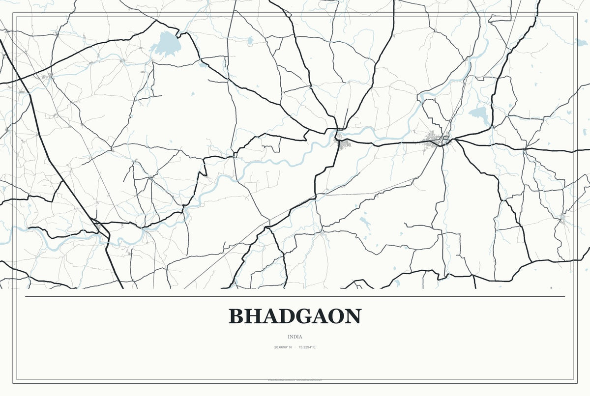 Bhadgaon, India City Map Aluminum Sign in Gallery Air style