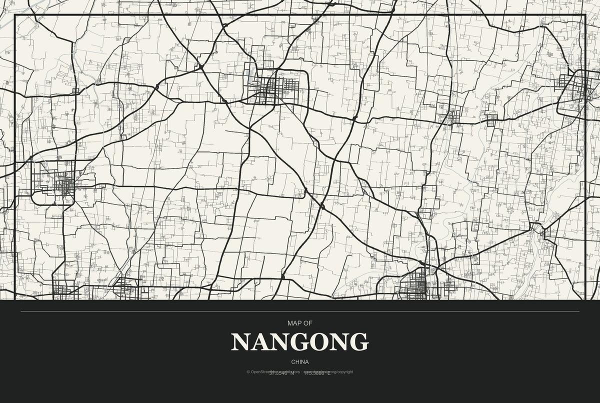 Nangong, China City Map Aluminum Sign in Museum Plaque style