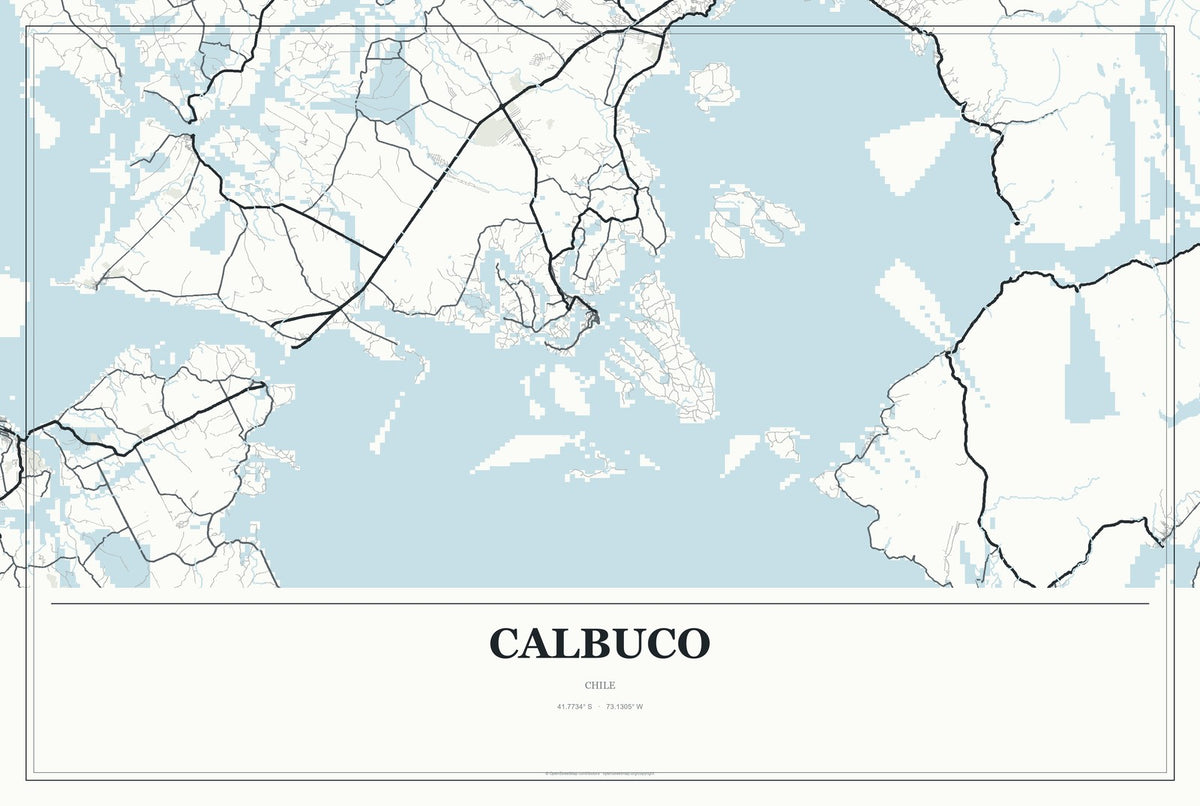 Calbuco, Chile City Map Aluminum Sign in Gallery Air style