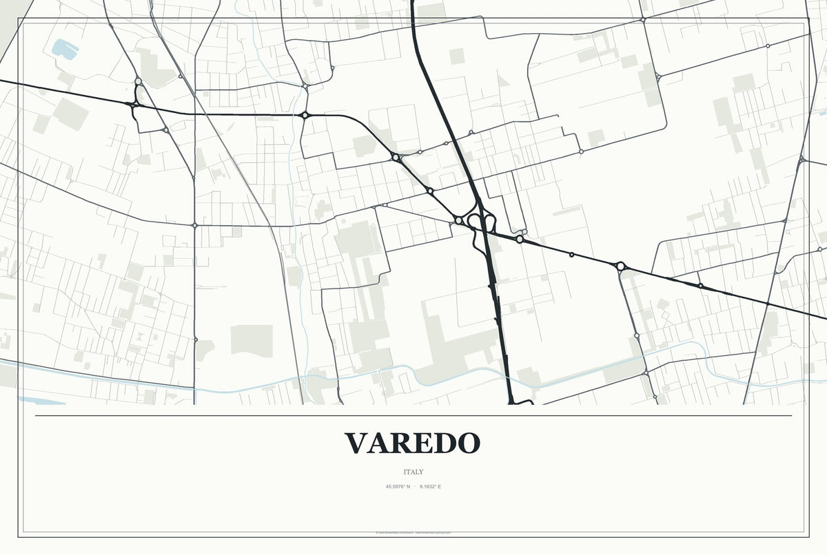 Varedo, Italy City Map Aluminum Sign in Gallery Air style