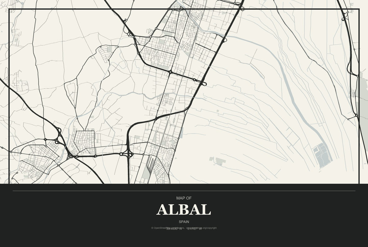 Albal, Spain City Map Aluminum Sign in Museum Plaque style