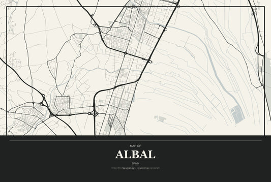 Albal, Spain City Map Aluminum Sign in Museum Plaque style