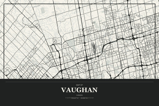 Vaughan, Canada City Map Aluminum Sign in Museum Plaque style
