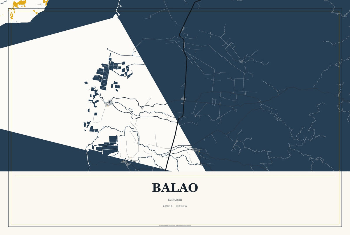 Balao, Ecuador City Map Aluminum Sign in Citrine Modern style