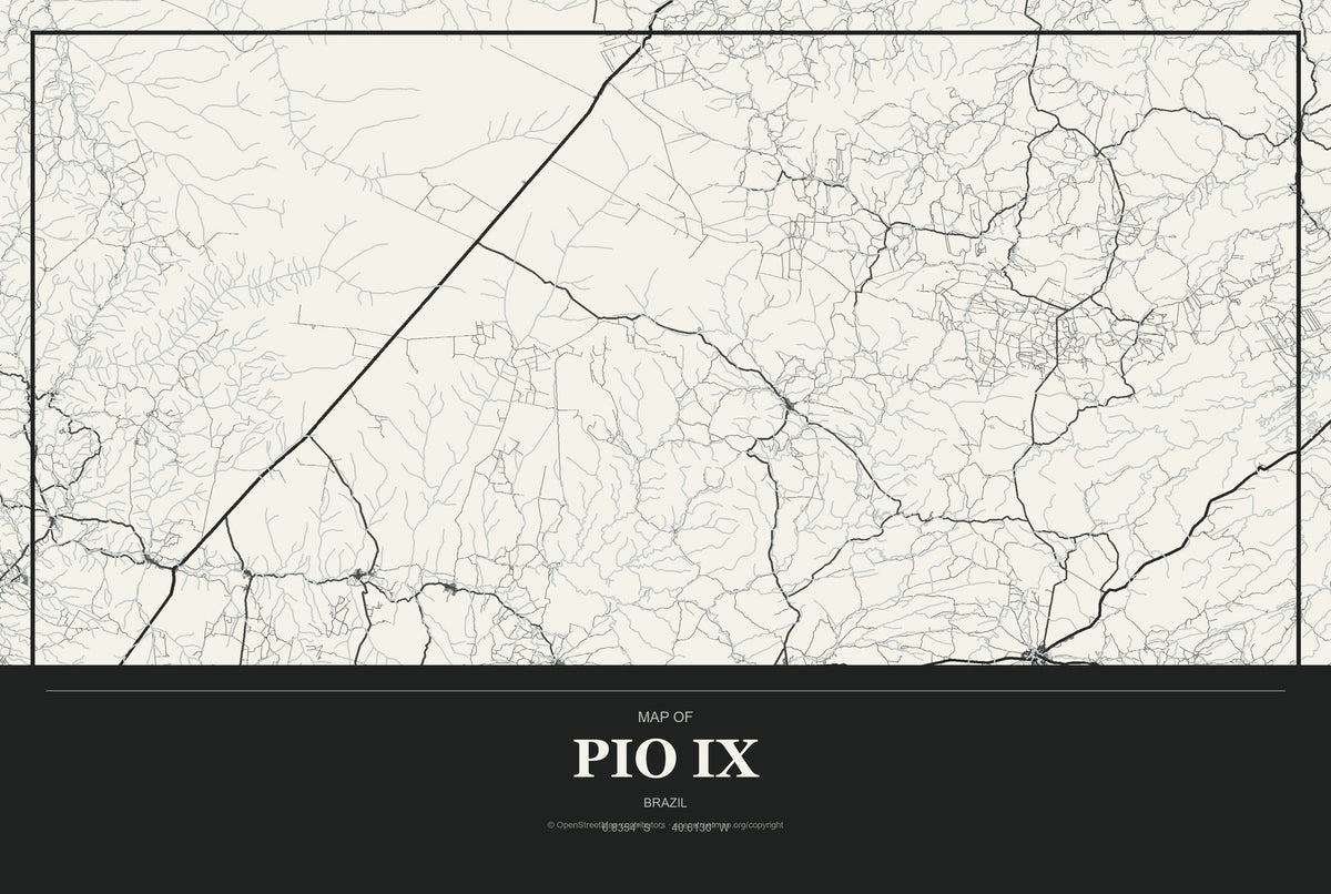 Pio IX, Brazil City Map Aluminum Sign in Museum Plaque style