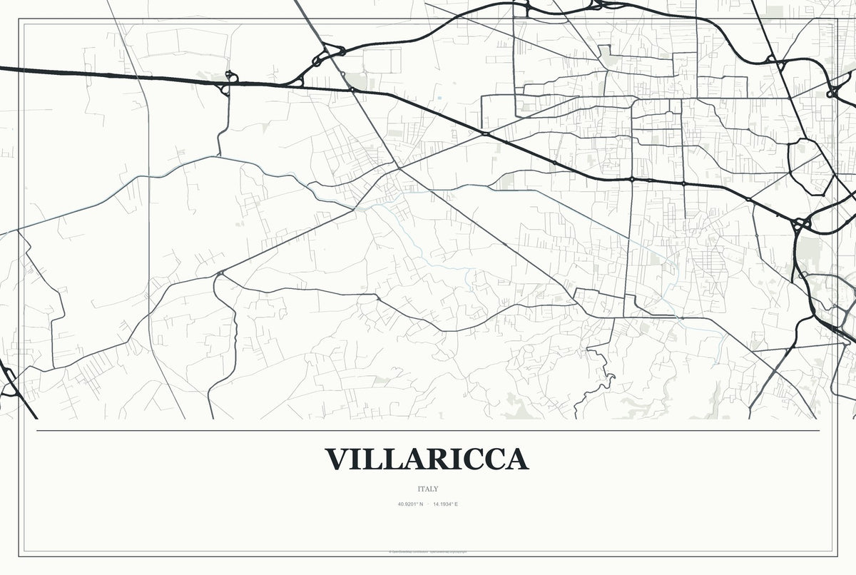 Villaricca, Italy City Map Aluminum Sign in Gallery Air style