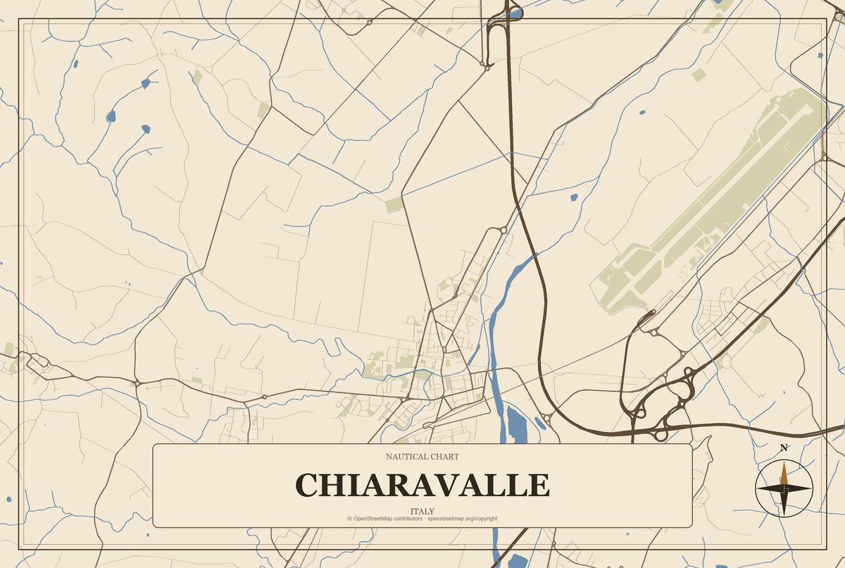 Chiaravalle, Italy City Map Aluminum Sign in Heritage Nautical style
