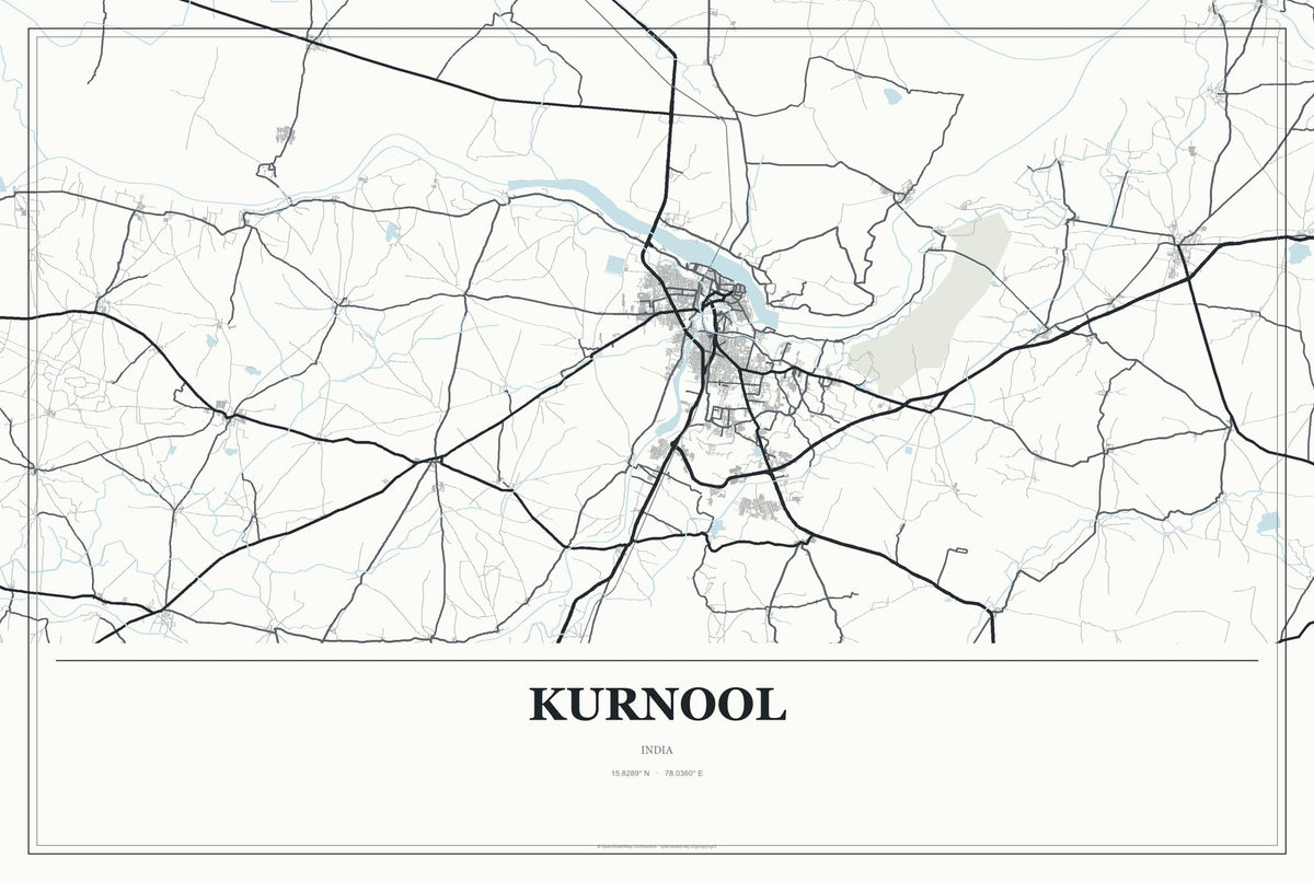 Kurnool, India City Map Aluminum Sign in Gallery Air style