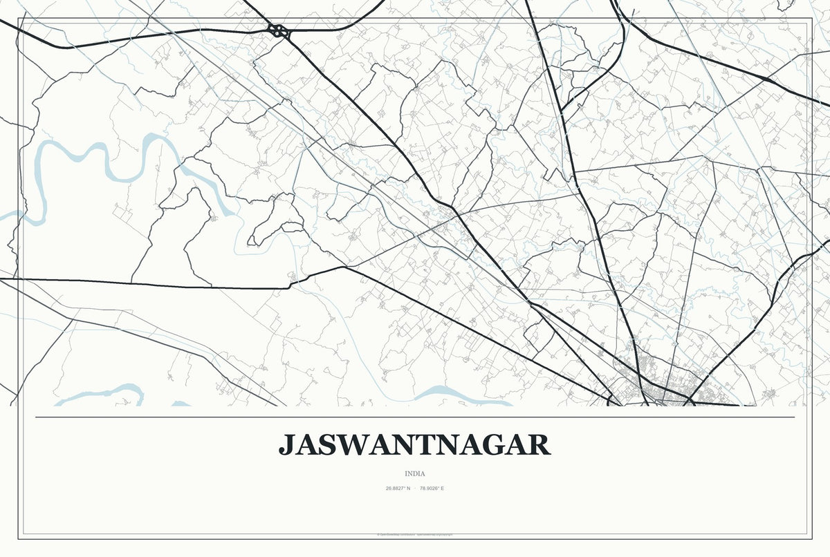 Jaswantnagar, India City Map Aluminum Sign in Gallery Air style