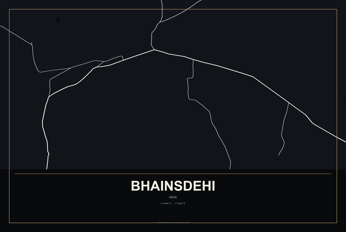 Bhainsdehi, India City Map Aluminum Sign in Metropolitan Noir style