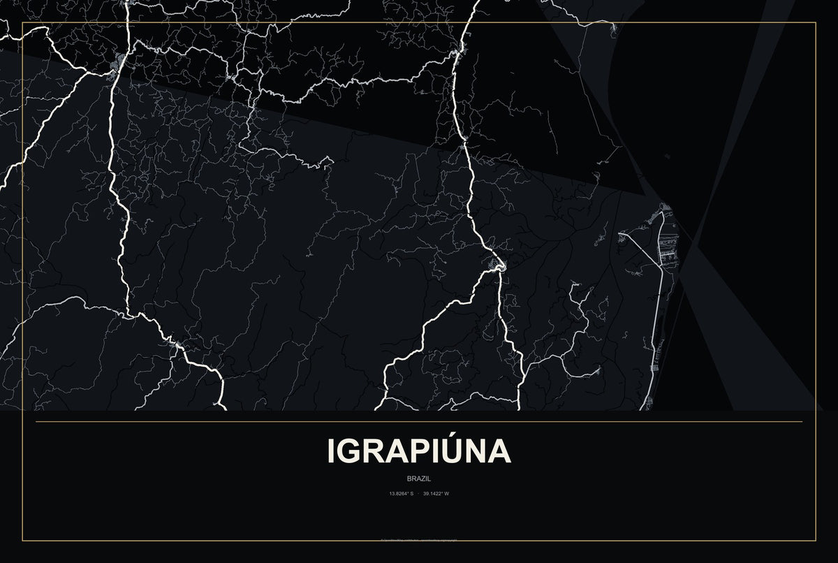 Igrapiúna, Brazil City Map Aluminum Sign in Metropolitan Noir style