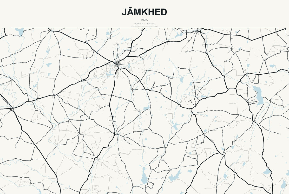Jāmkhed, India City Map Aluminum Sign in Headline Atlas style