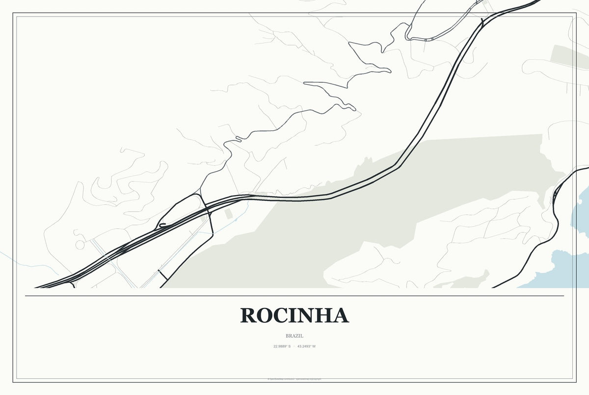 Rocinha, Brazil City Map Aluminum Sign in Gallery Air style