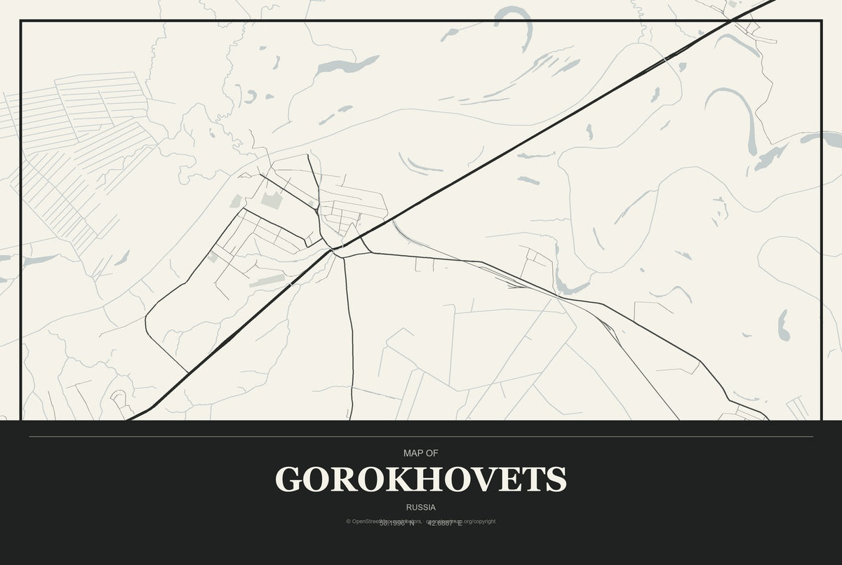 Gorokhovets, Russia City Map Aluminum Sign in Museum Plaque style