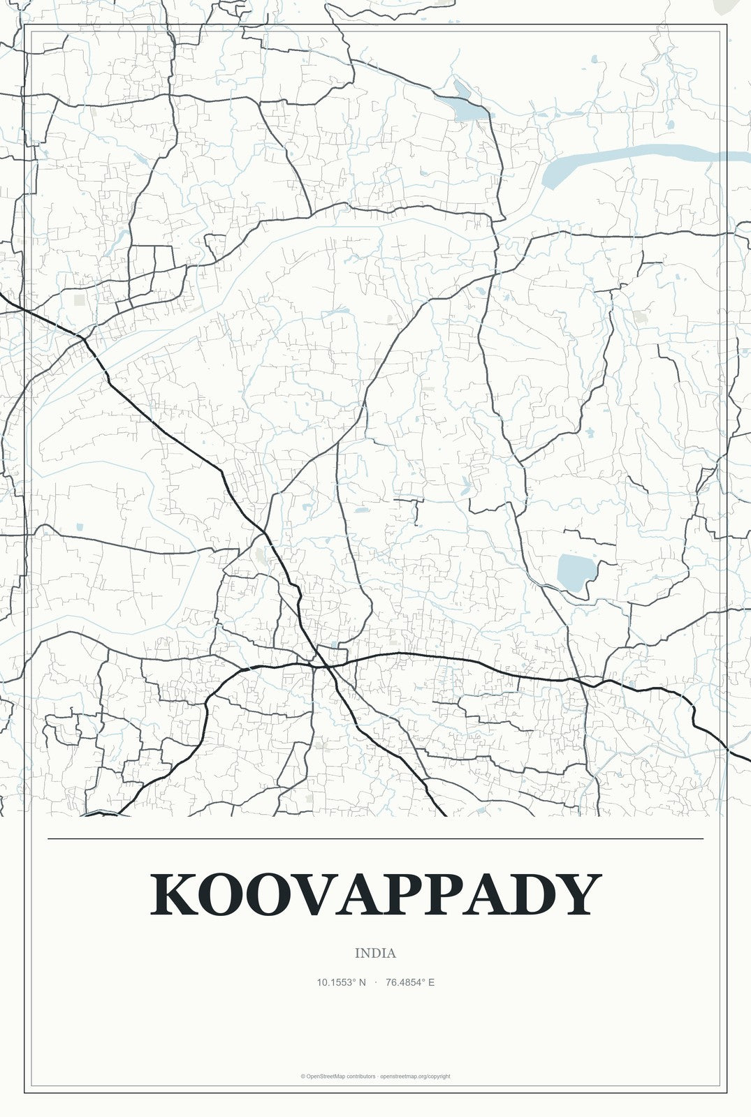 Koovappady, India City Map Aluminum Sign in Gallery Air style