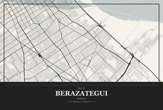 Berazategui, Argentina City Map Aluminum Sign in Museum Plaque style