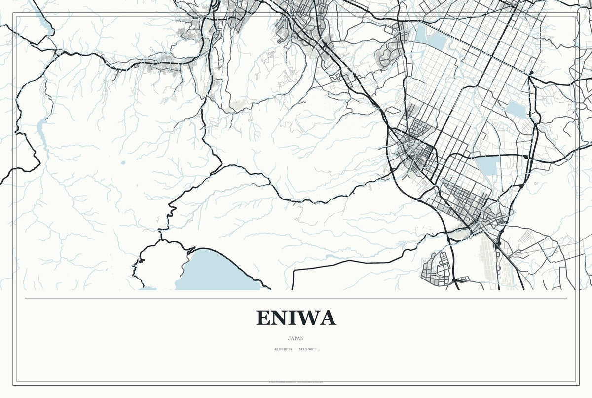 Eniwa, Japan City Map Aluminum Sign in Gallery Air style