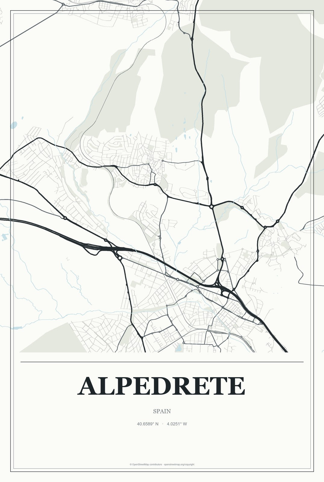 Alpedrete, Spain City Map Aluminum Sign in Gallery Air style