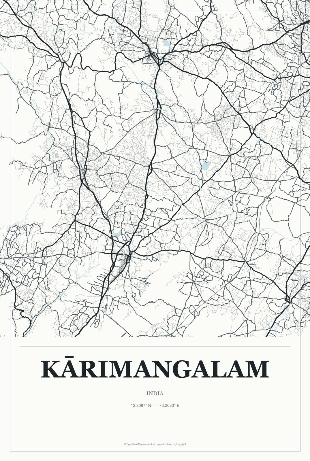 Kārimangalam, India City Map Aluminum Sign in Gallery Air style