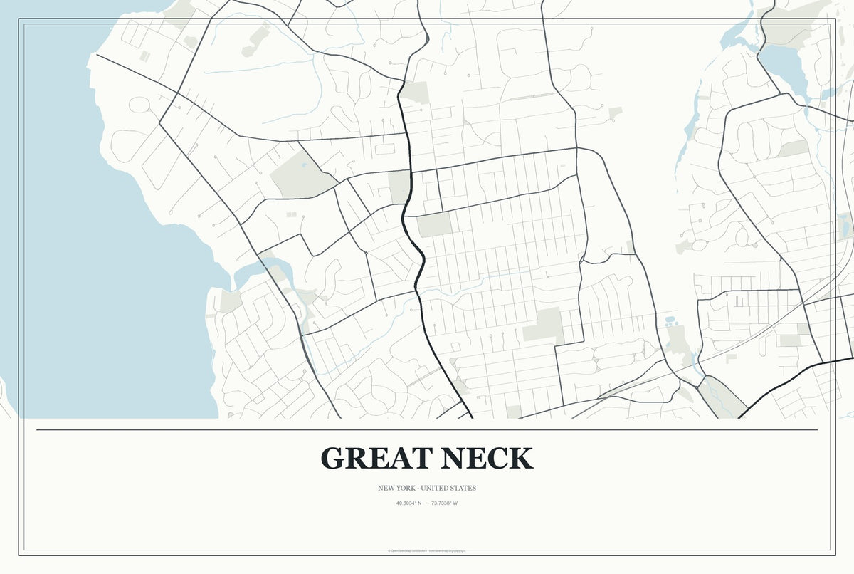 Great Neck, New York City Map Aluminum Sign in Gallery Air style