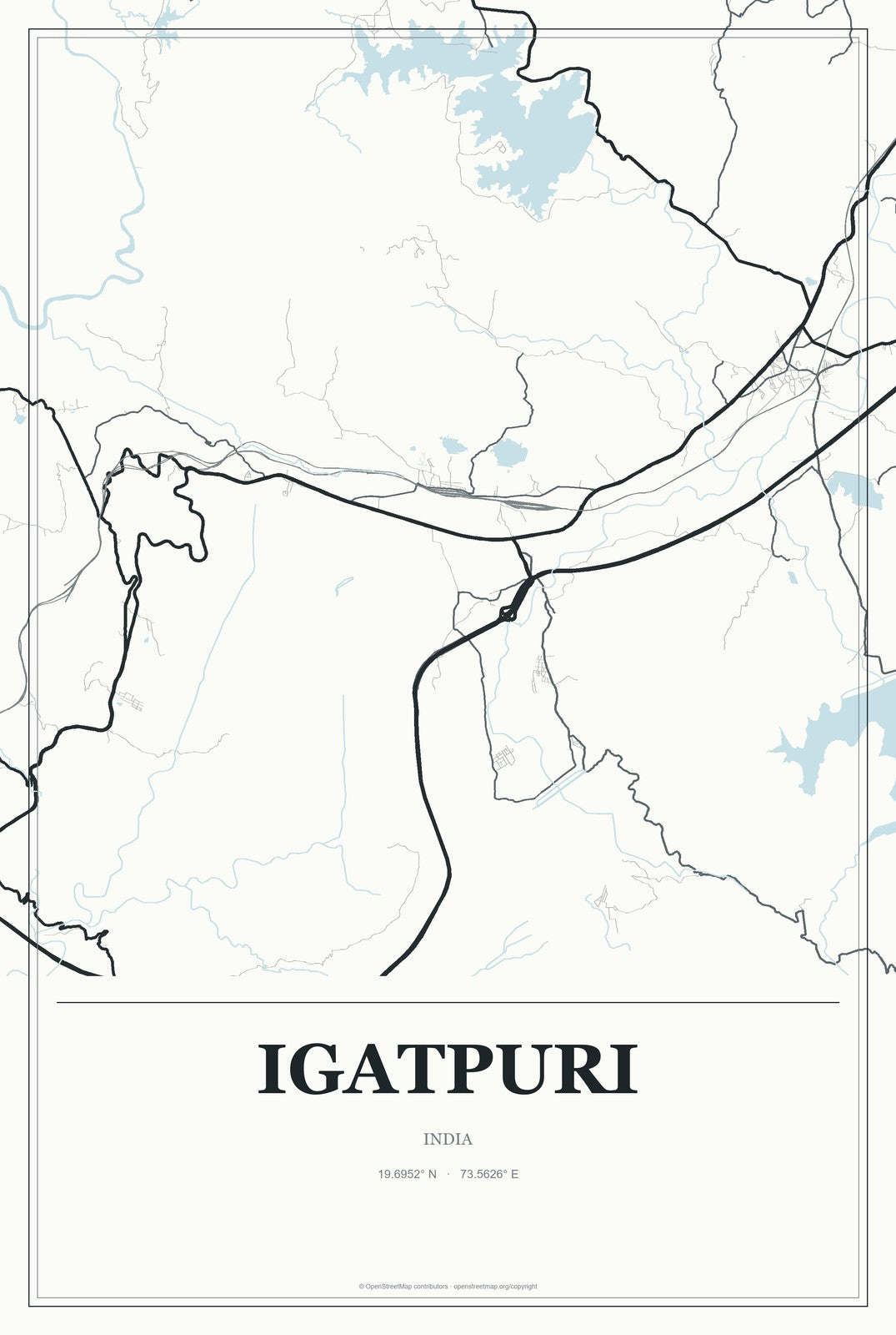 Igatpuri, India City Map Aluminum Sign in Gallery Air style