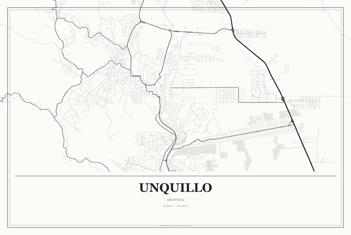 Unquillo, Argentina City Map Aluminum Sign in Gallery Air style