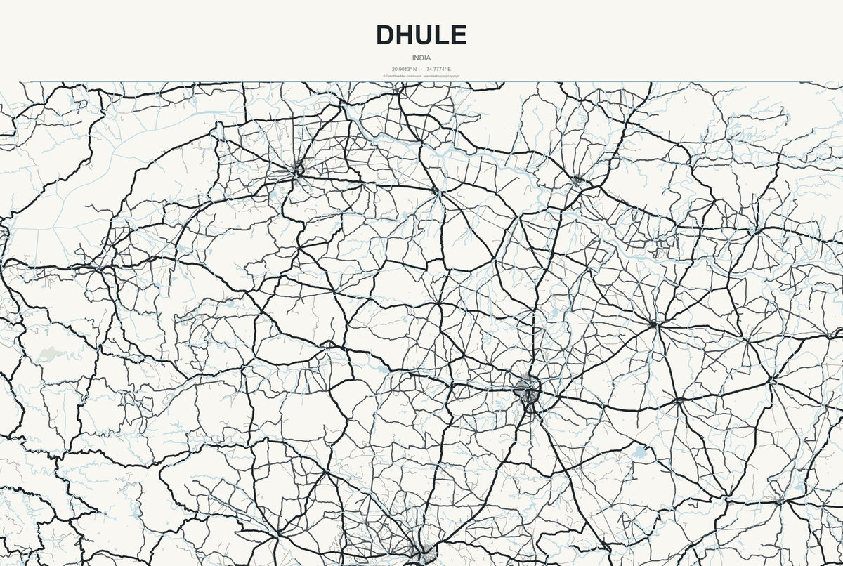 Dhule, India City Map Aluminum Sign in Headline Atlas style