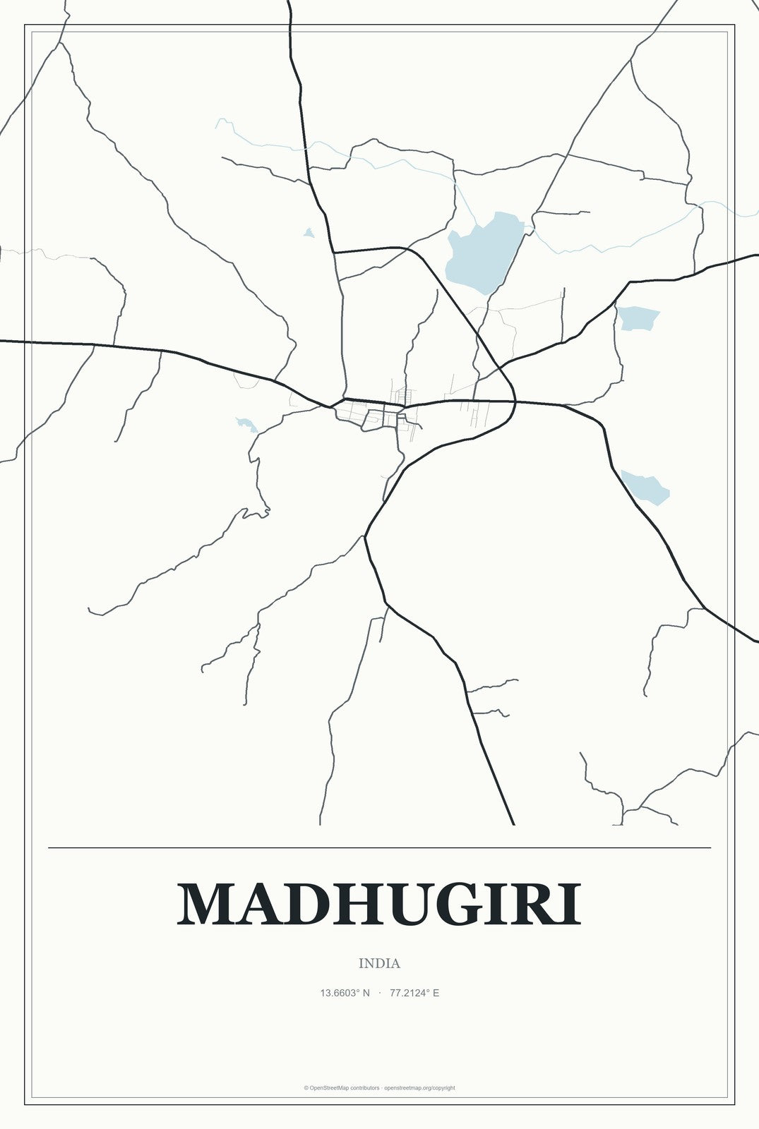 Madhugiri, India City Map Aluminum Sign in Gallery Air style