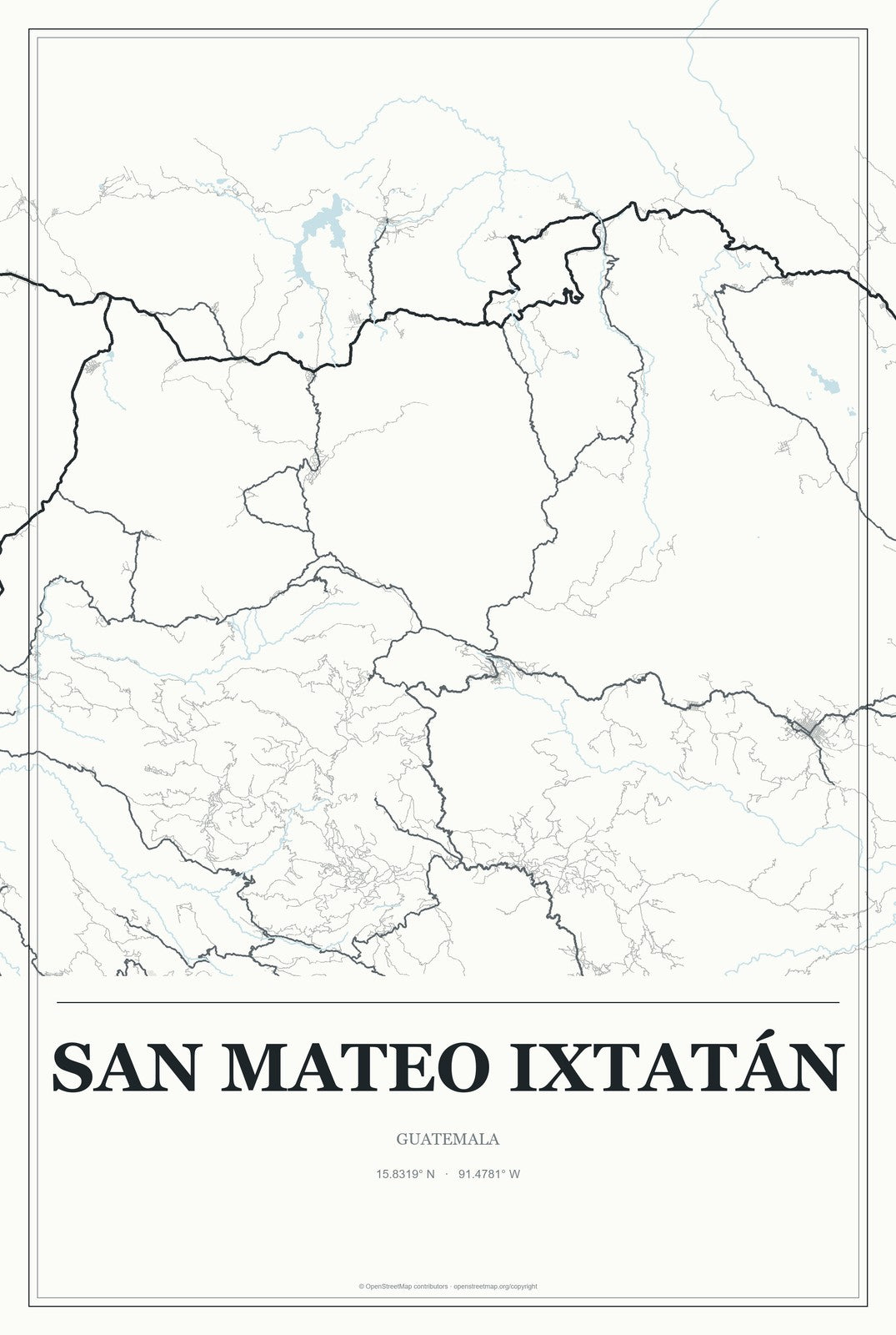 San Mateo Ixtatán, Guatemala City Map Aluminum Sign in Gallery Air style