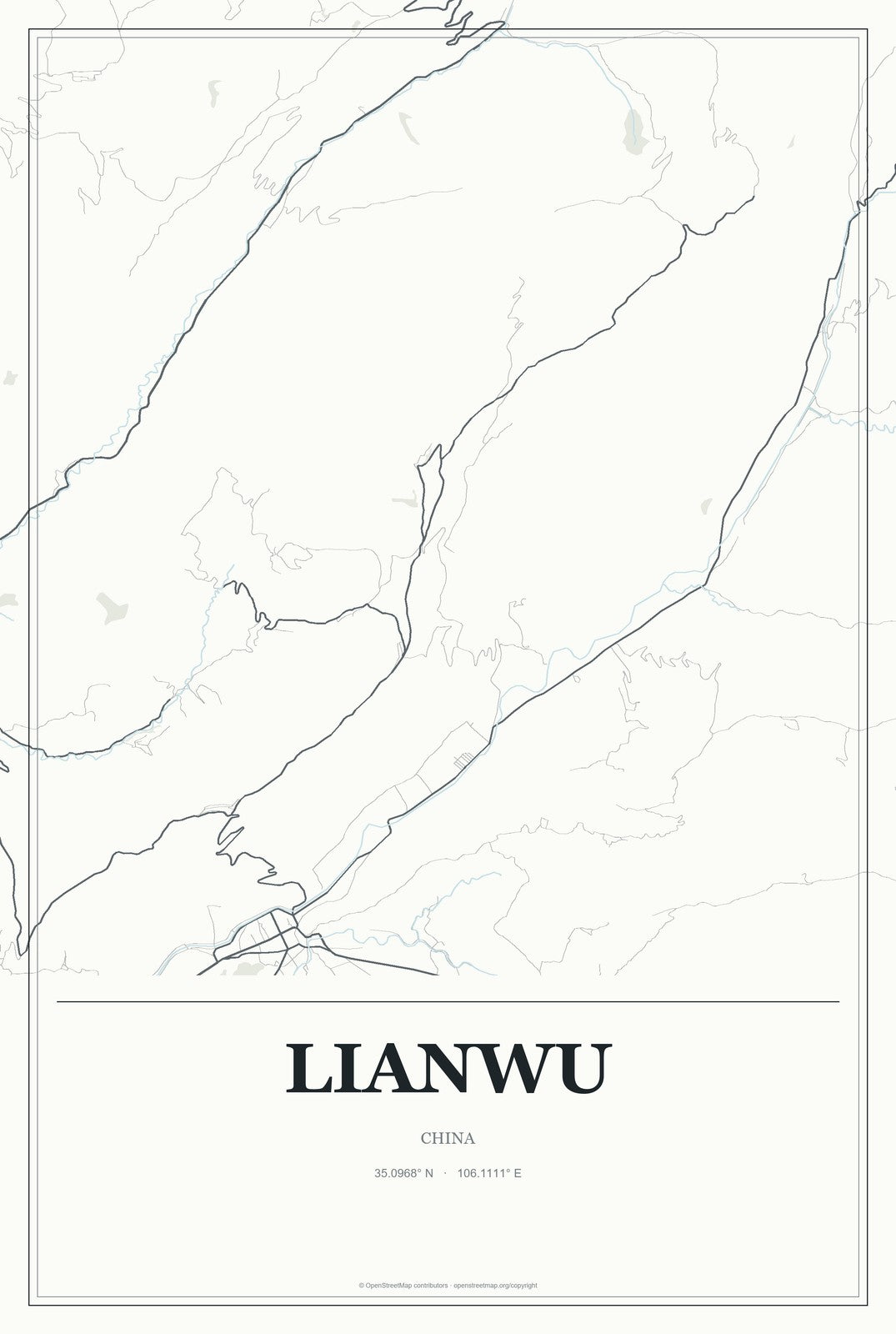 Lianwu, China City Map Aluminum Sign in Gallery Air style