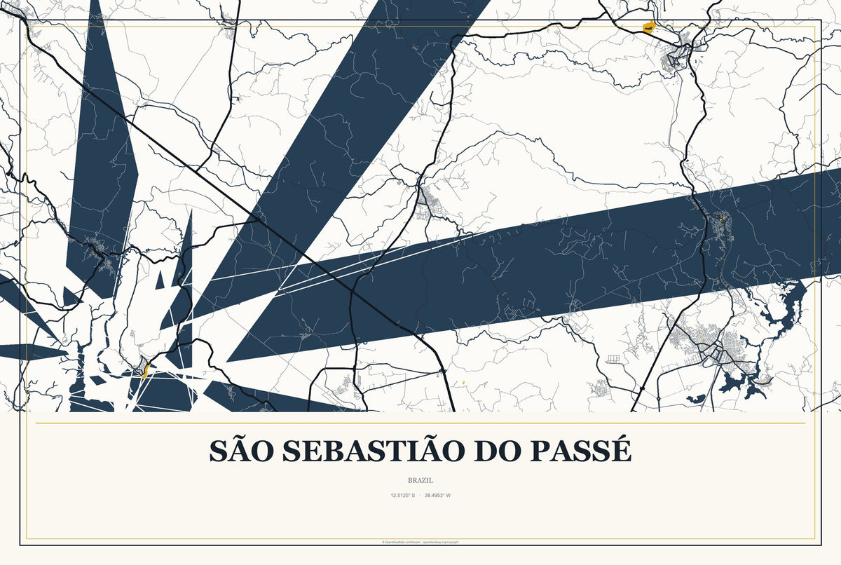São Sebastião do Passé, Brazil City Map Aluminum Sign in Citrine Modern style