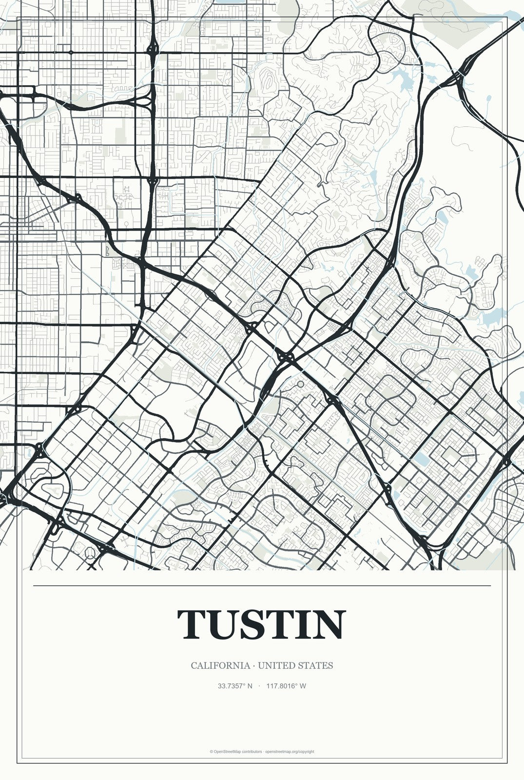 Tustin, California City Map Aluminum Sign in Gallery Air style