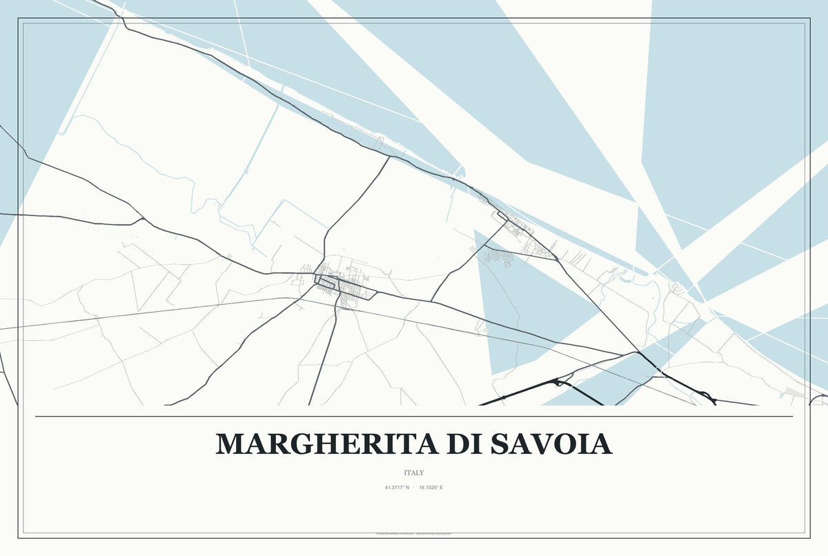 Margherita di Savoia, Italy City Map Aluminum Sign in Gallery Air style