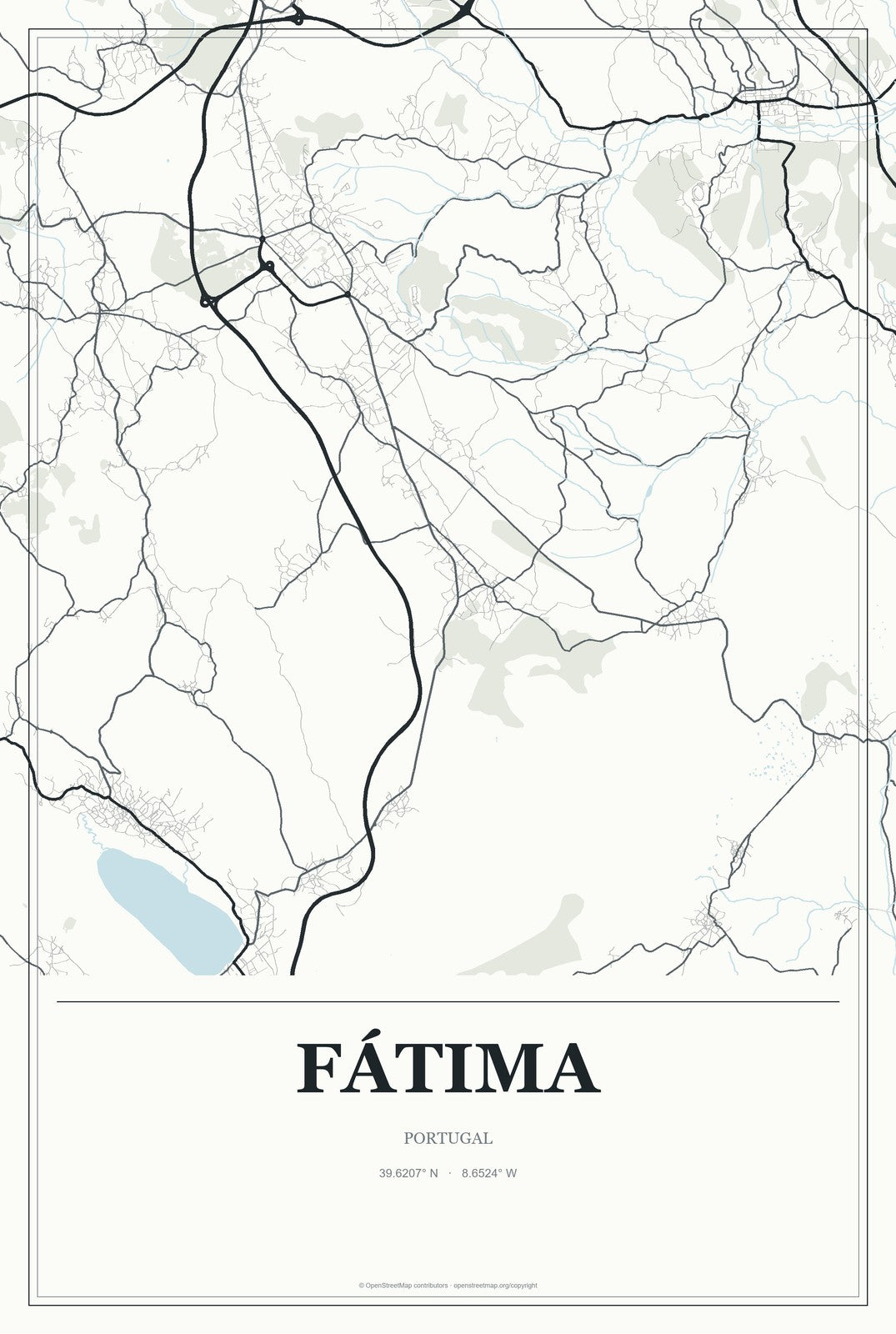 Fátima, Portugal City Map Aluminum Sign in Gallery Air style