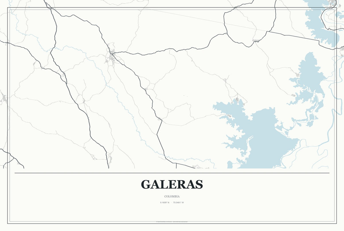 Galeras, Colombia City Map Aluminum Sign in Gallery Air style