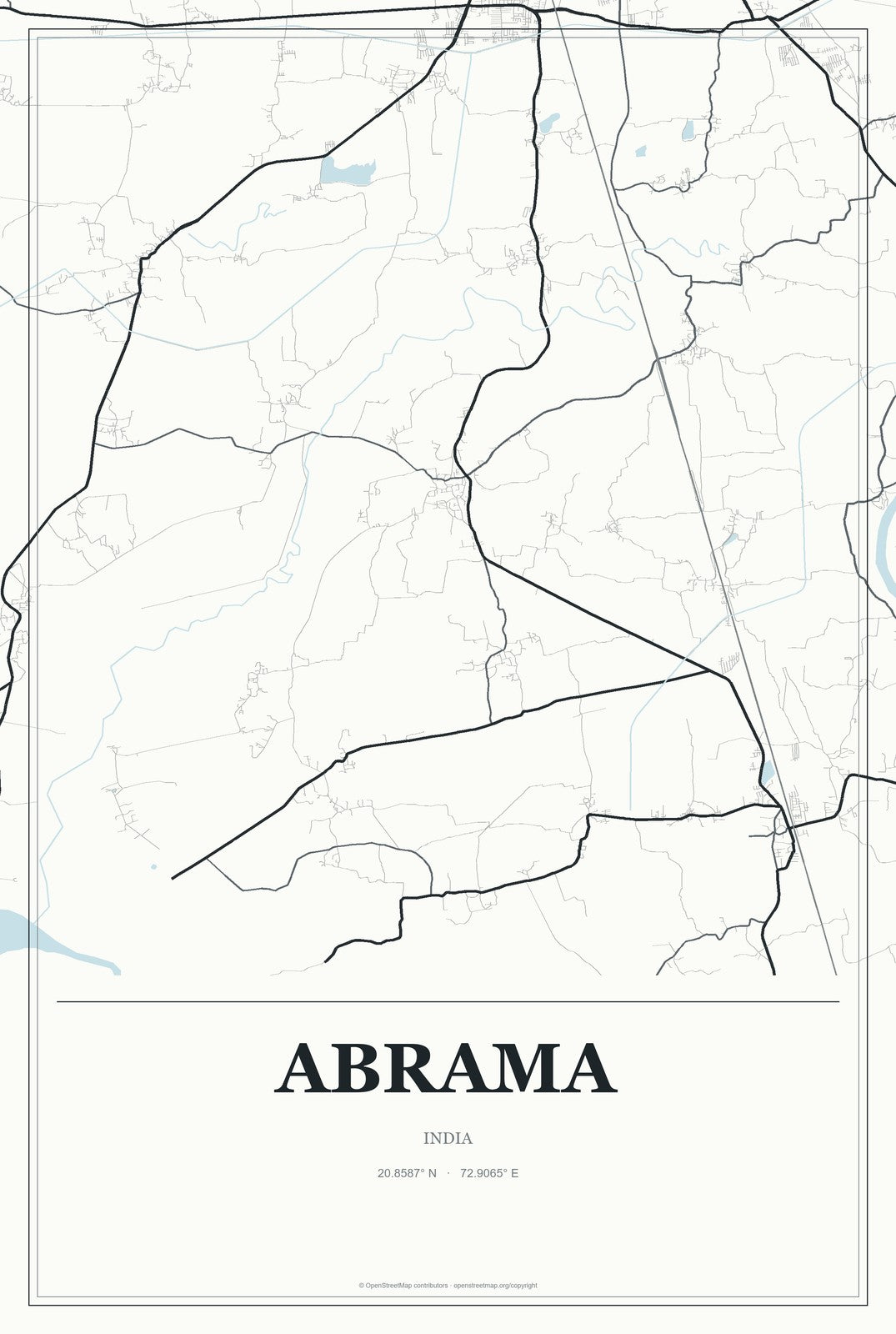 Abrama, India City Map Aluminum Sign in Gallery Air style