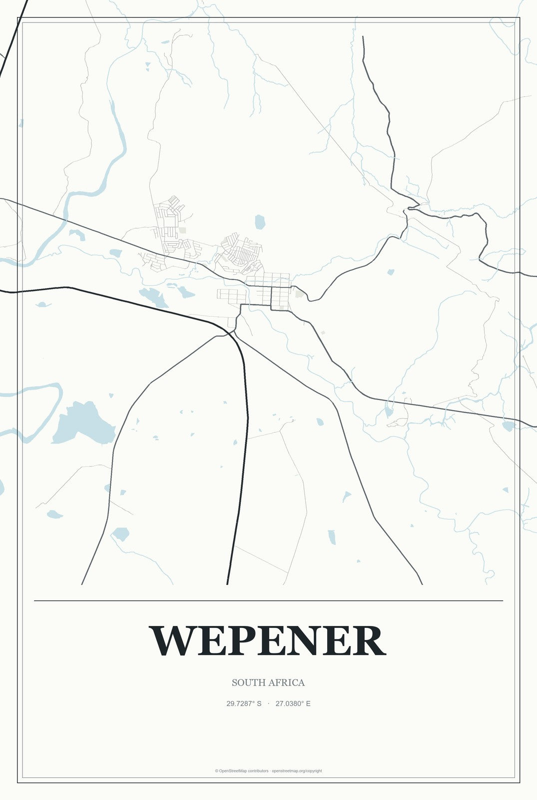 Wepener, South Africa City Map Aluminum Sign in Gallery Air style