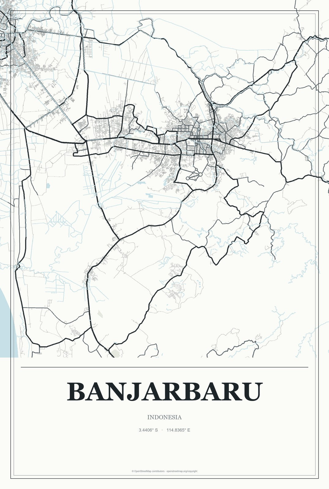 Banjarbaru, Indonesia City Map Aluminum Sign in Gallery Air style