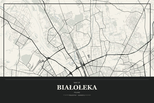 Białołeka, Poland City Map Aluminum Sign in Museum Plaque style