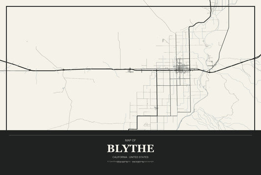 Blythe, California City Map Aluminum Sign in Museum Plaque style