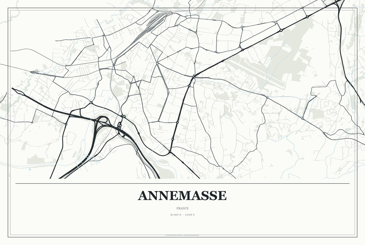 Annemasse, France City Map Aluminum Sign in Gallery Air style