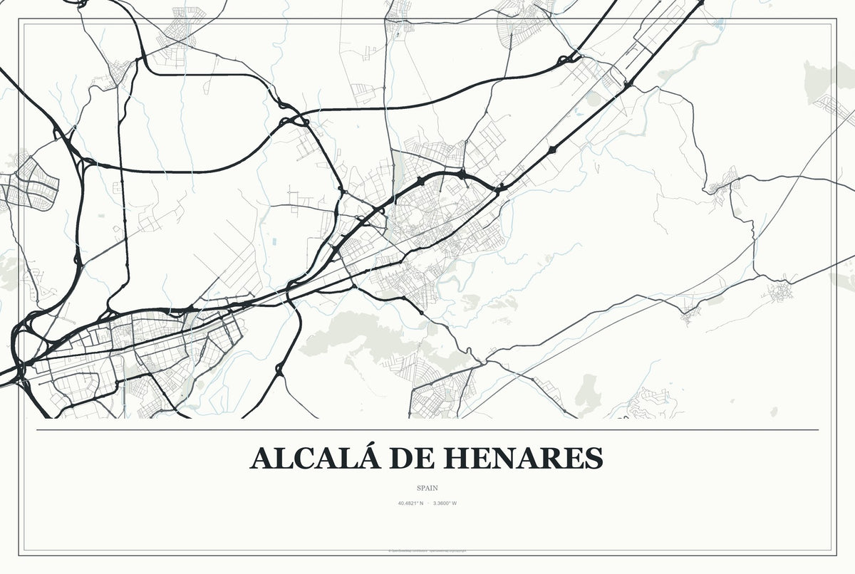 Alcalá de Henares, Spain City Map Aluminum Sign in Gallery Air style