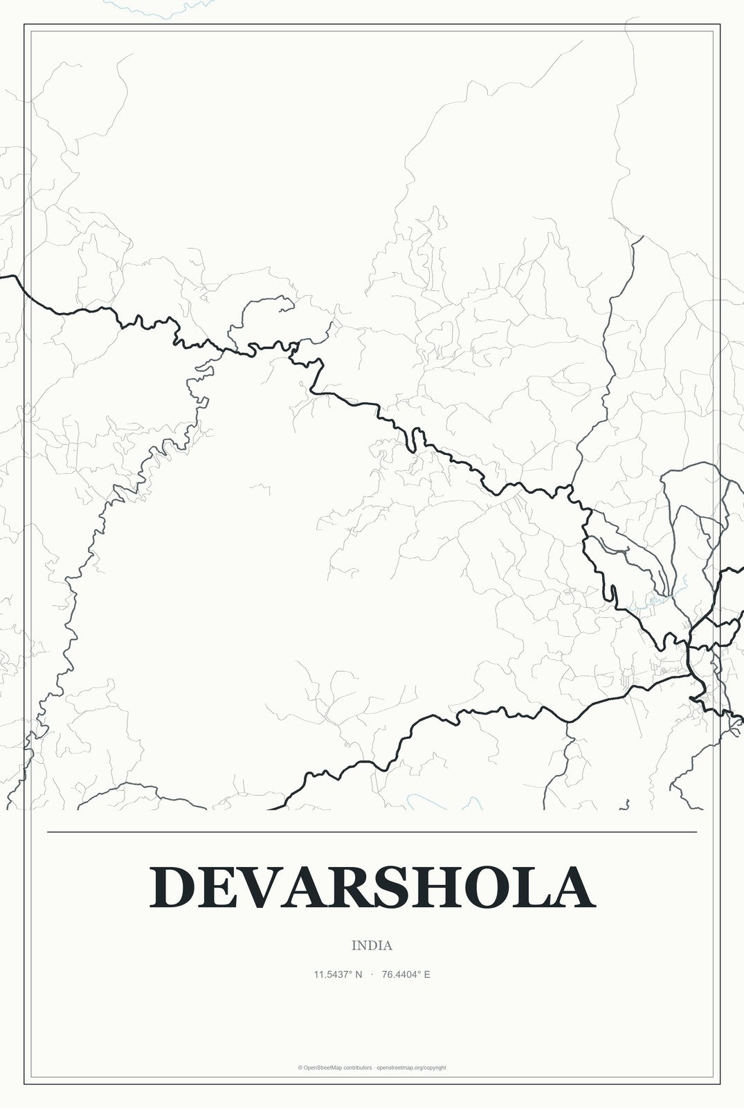 Devarshola, India City Map Aluminum Sign in Gallery Air style