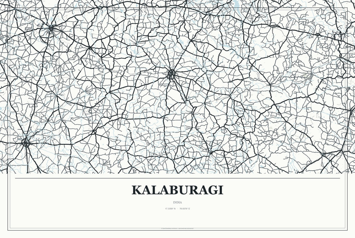 Kalaburagi, India City Map Aluminum Sign in Gallery Air style