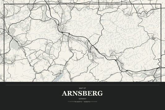 Arnsberg, Germany City Map Aluminum Sign in Museum Plaque style