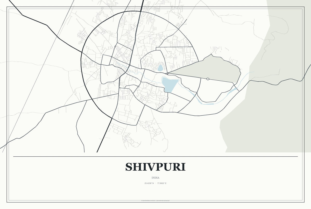 Shivpuri, India City Map Aluminum Sign in Gallery Air style