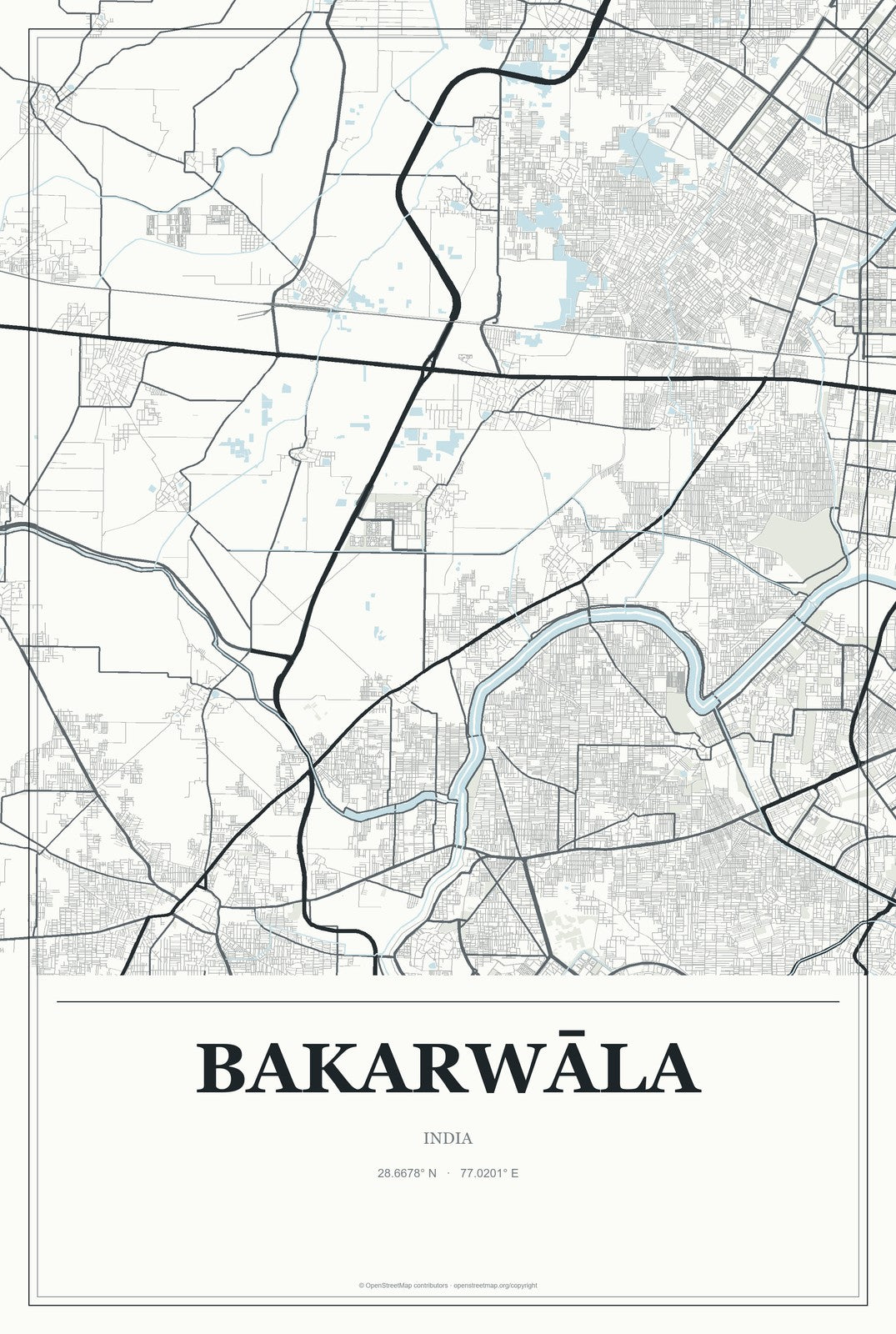 Bakarwāla, India City Map Aluminum Sign in Gallery Air style