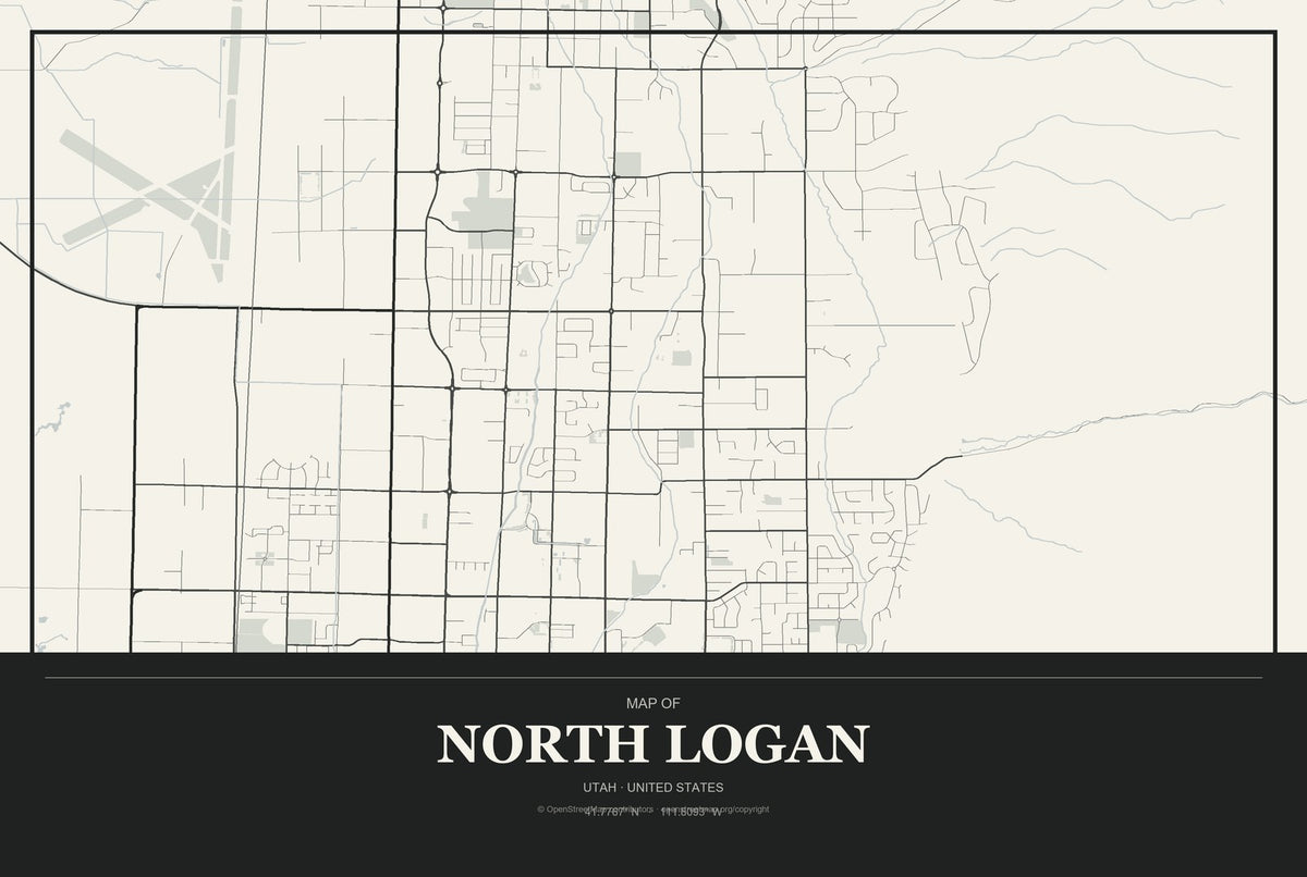 North Logan, Utah City Map Aluminum Sign in Museum Plaque style